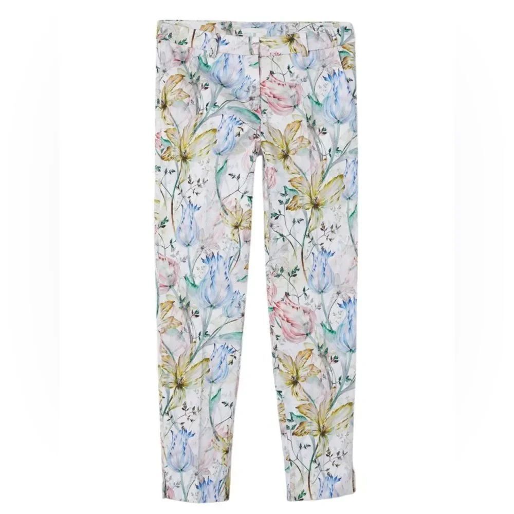 H&M Floral Print Ankle Length Stretch Pants(Size 8)